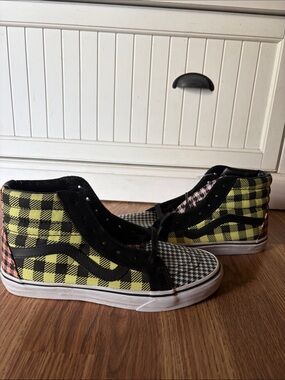 6 1/2 big kids or 8 women’s. Vans High Top Sneakers - Yellow, Black, Pink